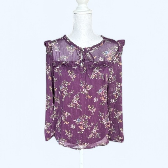 Plum Color Shimmer Ruffle Boule Size Petite Medium - Picture 1 of 5